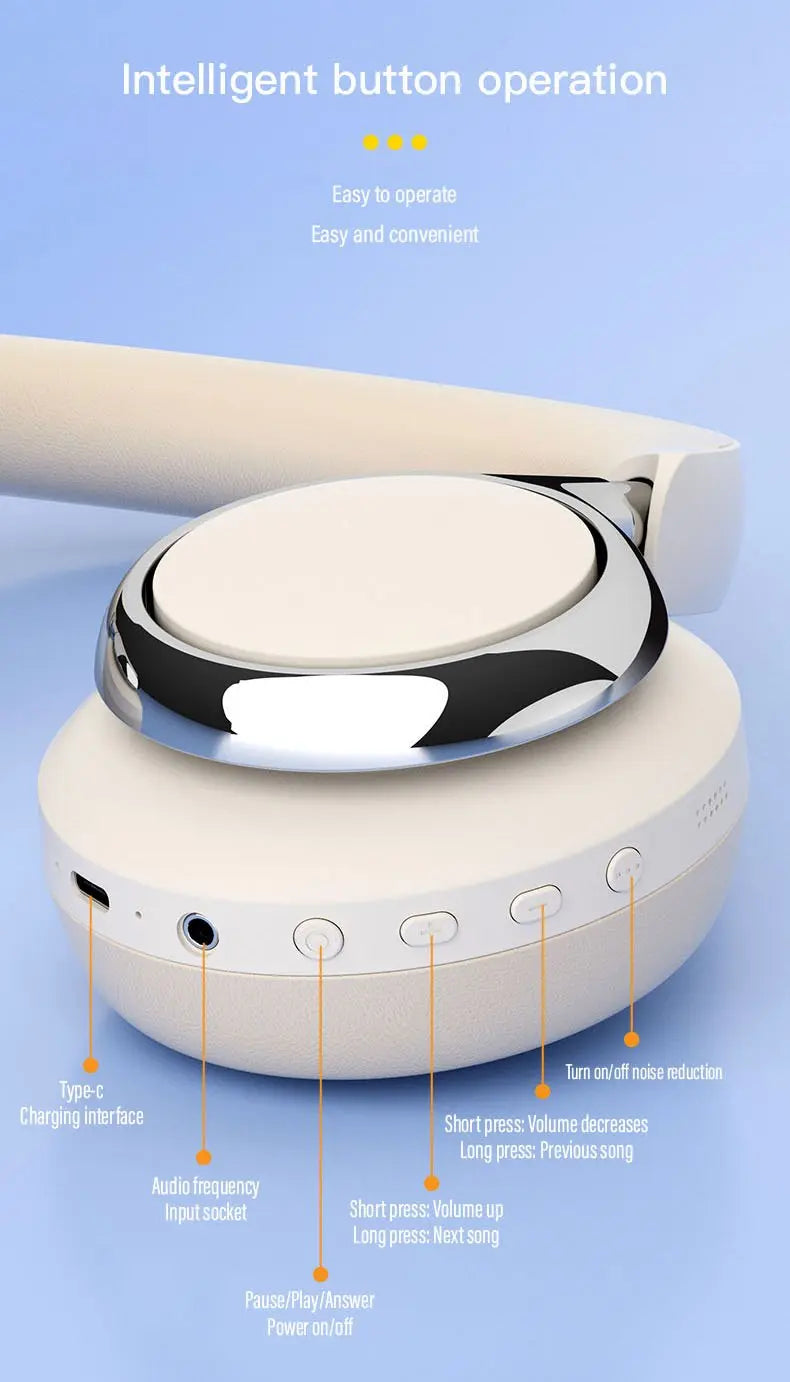 TD-20 Wireless Headphone 3D Spatial Audio Earphone Bluetooth 5.3 Headset 40mm Driver Over Ear Headphone 24H for Mobile Phone PC