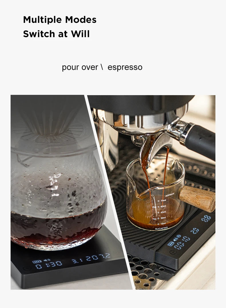 TIMEMORE Scale Black Mirror Mini Pour over Espresso Scale With Brewing Flow Rate and Heat Insulation Pad Electronic Coffee Scale