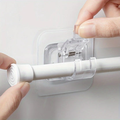 Self Adhesive Curtain Rod Holder, Adjustable Rod Bracket, Curtain Hook, No Drill and Nail Free Rod Hanger Wall Mount Hooks