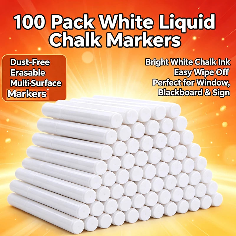 Liquid Chalk Erasable Pen 3-100Pcs White Marker for Glass Windows Blackboard Chalkboard Whiteboard Marker Drawing Chalk Pens