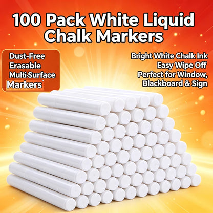 Liquid Chalk Erasable Pen 3-100Pcs White Marker for Glass Windows Blackboard Chalkboard Whiteboard Marker Drawing Chalk Pens