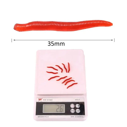 Bionic Red Worm Lure 100pcs 3.5cm Lifelike Silica Gel Fishy Artificial Red Worm Earthworm Bait Submerge Simulation Lure Pesca