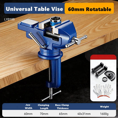 Professional Table Vise , 360° Rotation Work Clamp-On Vise, Versatile Use, Heavy Duty Construction for Woodworking, Metalworking