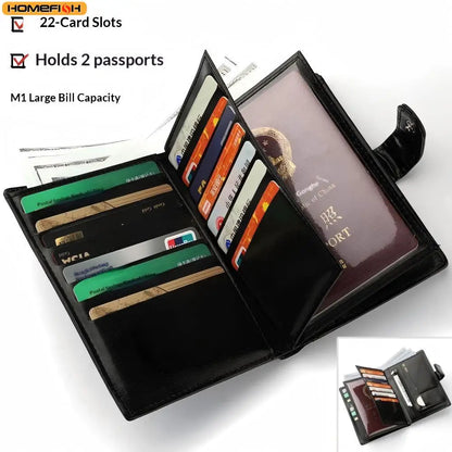HOMEFISH Stylish Travel Passport Bag Multi-Card Card Holder Portable Multi-Function Men's Wallet