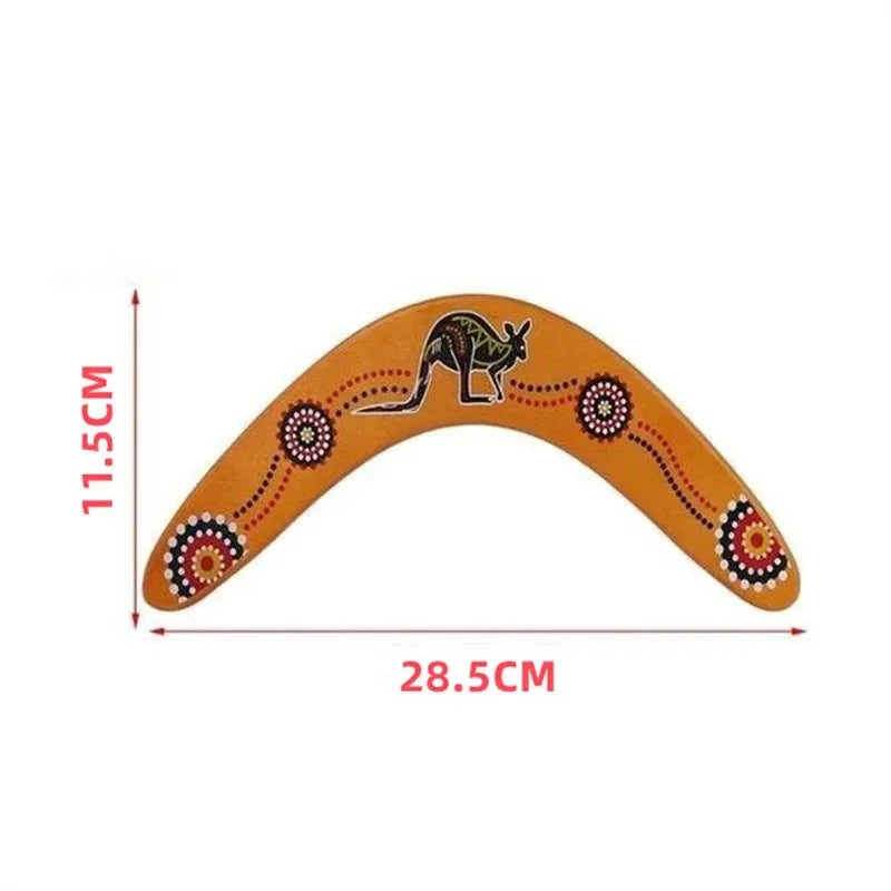 Wooden V-Type Kangaroo Print Boomerang, Outdoor Throwing Sports Prop, Beach Yard Multi-player Party Leisure Interactive Training
