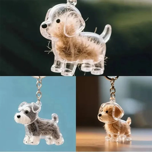 Clear Pet Hair Memorial Capsule DIY Dog Fur Keepsake Pendant for Keychain Puppy Hair Storage Container for Pet Lovers Gift