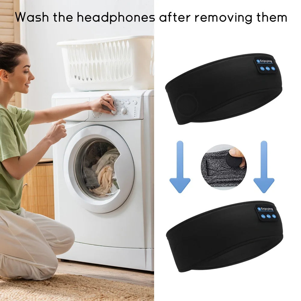 HOMEFISH BT Earphones Sports Sleeping Headband Elastic Wireless Headphones Music Eye Mask Wireless Bluetooth Headset Headband