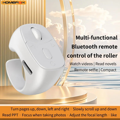 Cell Phone Scrolling Ring Wireless Finger Shutter Remote Control Page Turner Mobile Phone Controller BT For Travel