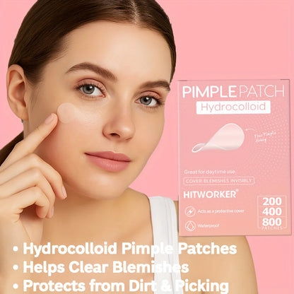 HITWORKER 800-Piece Acne Patches | Hydrocolloid Round Acne Patches | Powerful Absorption of Acne Secretions, Gentle Cleansing an