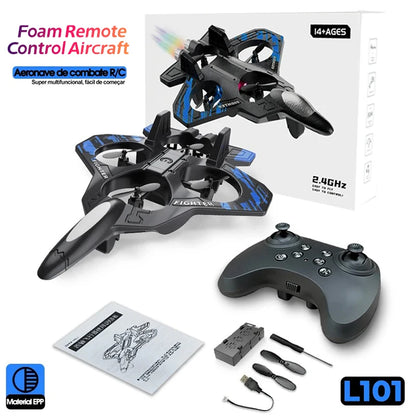 L101 RC Foam Airplane Glider Flying 2.4G With LED Lights EPP Stunt Remote Control Aircraft Foam Fighter Plane Toys For Kid Gifts
