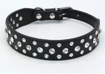 Pet collars for small dogs, pet collars, rhinestone PU collars for cats and dogs, adjustable to prevent pets from being lost
