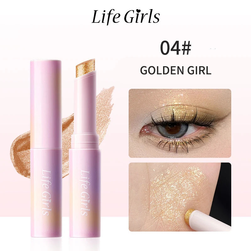 Water-Gloss Jelly Eyeshadow Stick Is a One-Swipe Makeup Highlight Eyeshadow Stick with Pearl Shimmer in Multiple Colors. Luminous Highlight Eyeshadow Stick Is a Two-Use Stick for Eyebrows. Waterproof Effect That Lasts Long an