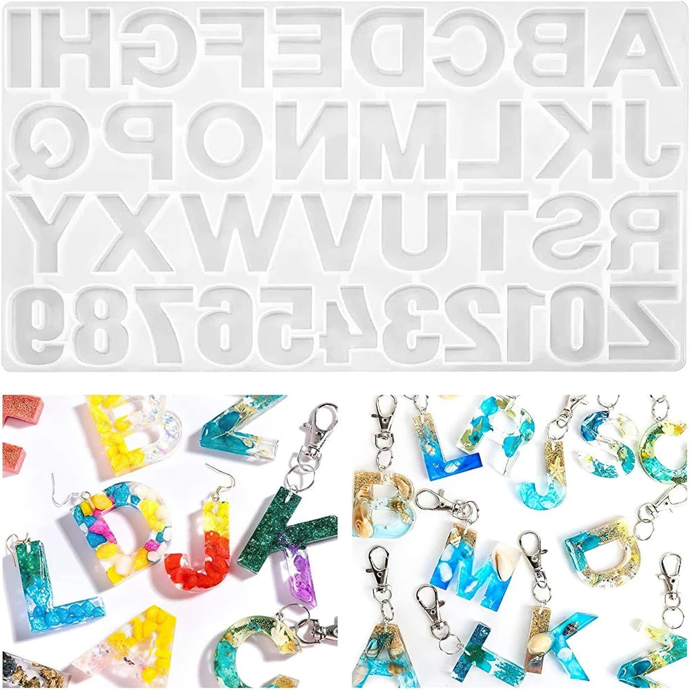 Alphabet Silicone Mold for Epoxy Resin Kit Mixed Style Letters Resin Casting Mold Set DIY Keychain Pendant Jewelry Making Tools