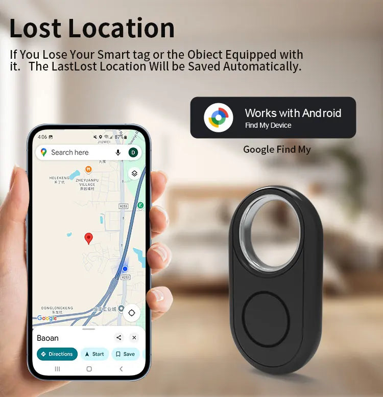 Long Distance Tracker for Samsung Device via Android Google Find Hub App Locator Finder Far Away Positioning Anti-lost Smart Tag