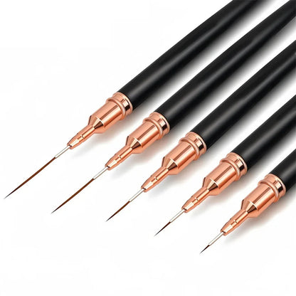 Professional Nail Art Liner Brushes Set 5pcs, Ultra Fine Tip for Detailed Striping, Drawing & Nail Design, Easy to Use DIY Manic
