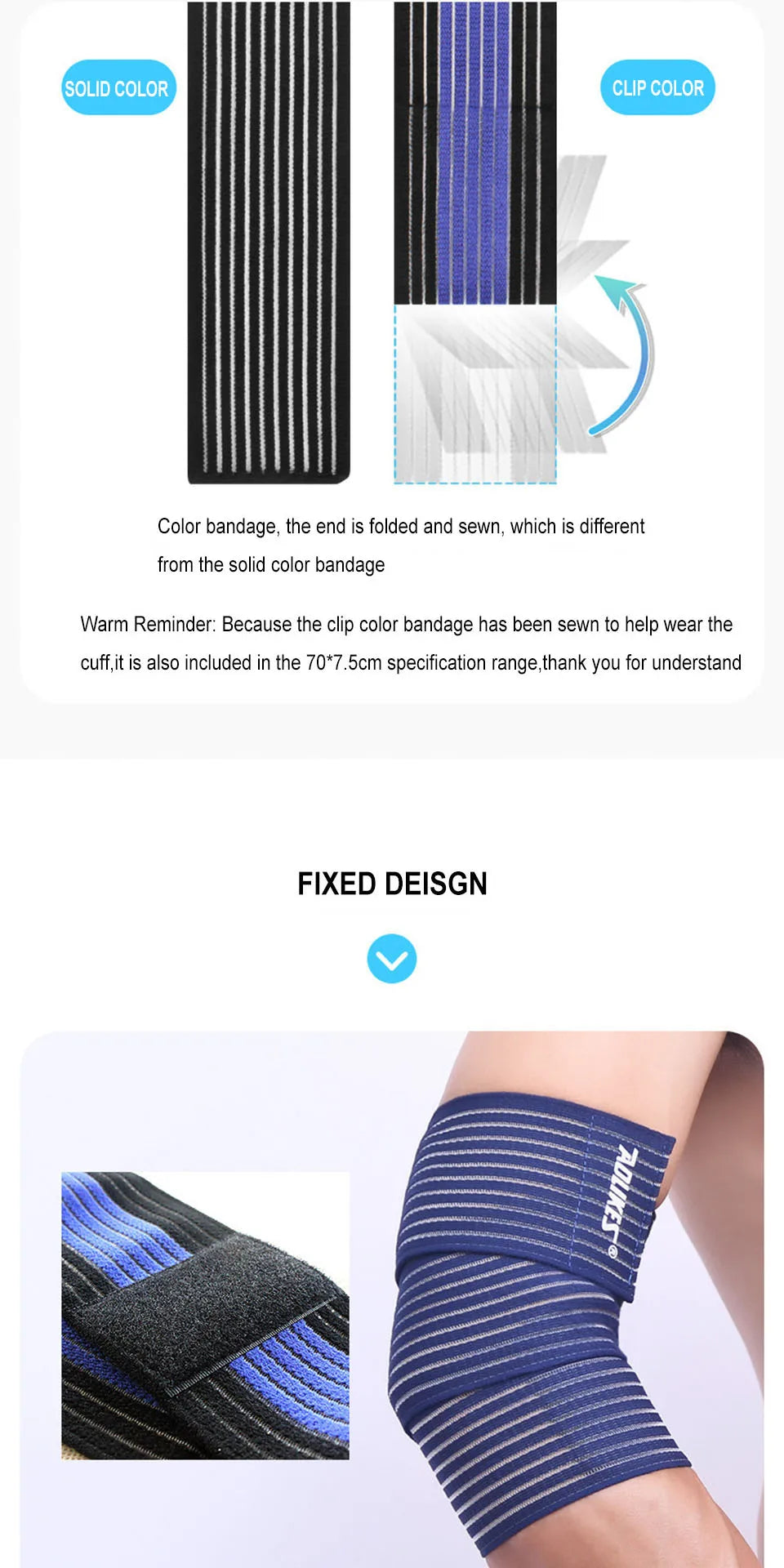 AOLIKES 1PC 40-180cm Compression Bandage Protector Knee Support Brace Sports Elastic Elbow Straps Leg Bands Bandage Workout Wrap