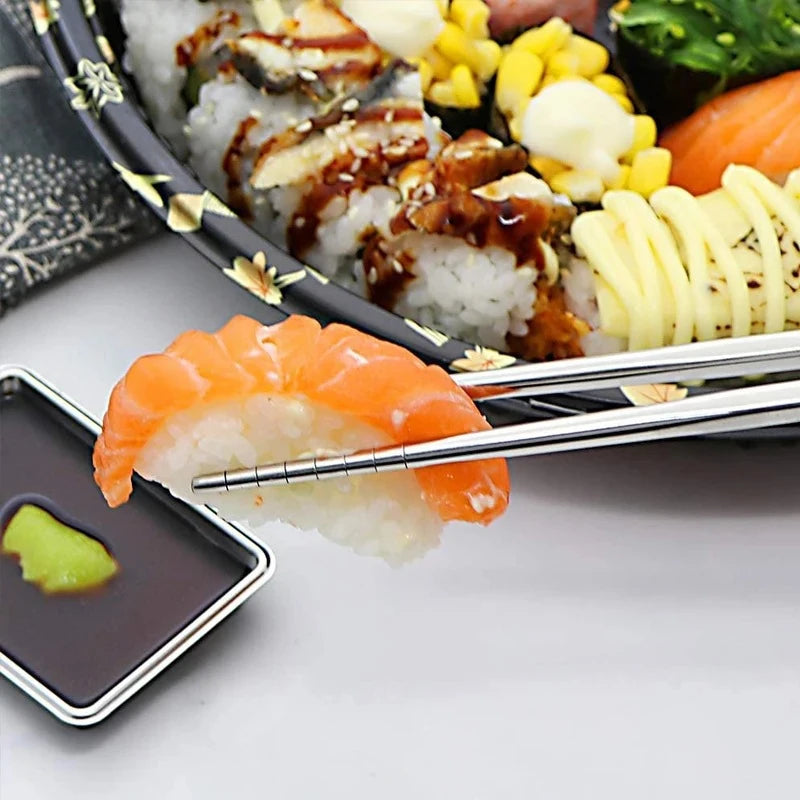 2/5/10 Pairs Chinese Chopsticks Stainless Steel Non-slip Sushi Chopstick Korean Japanese Food Metal Sticks Kitchen Tableware Set