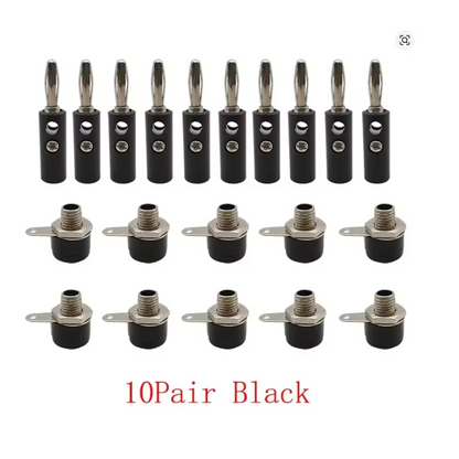 10Pair Silver 4mm Banana Plug Male and Female 4mm Banana Jack Panel Mount Banana Socket Terminal Connector Adapter Red Black