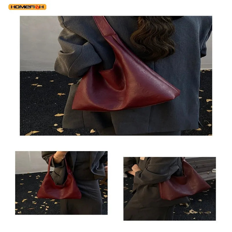 Homefish New Tote bag 100 hand bill of lading shoulder women's bag retro simple large bag Tote bag