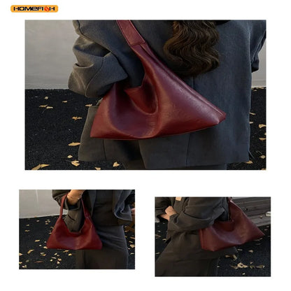 Homefish New Tote bag 100 hand bill of lading shoulder women's bag retro simple large bag Tote bag