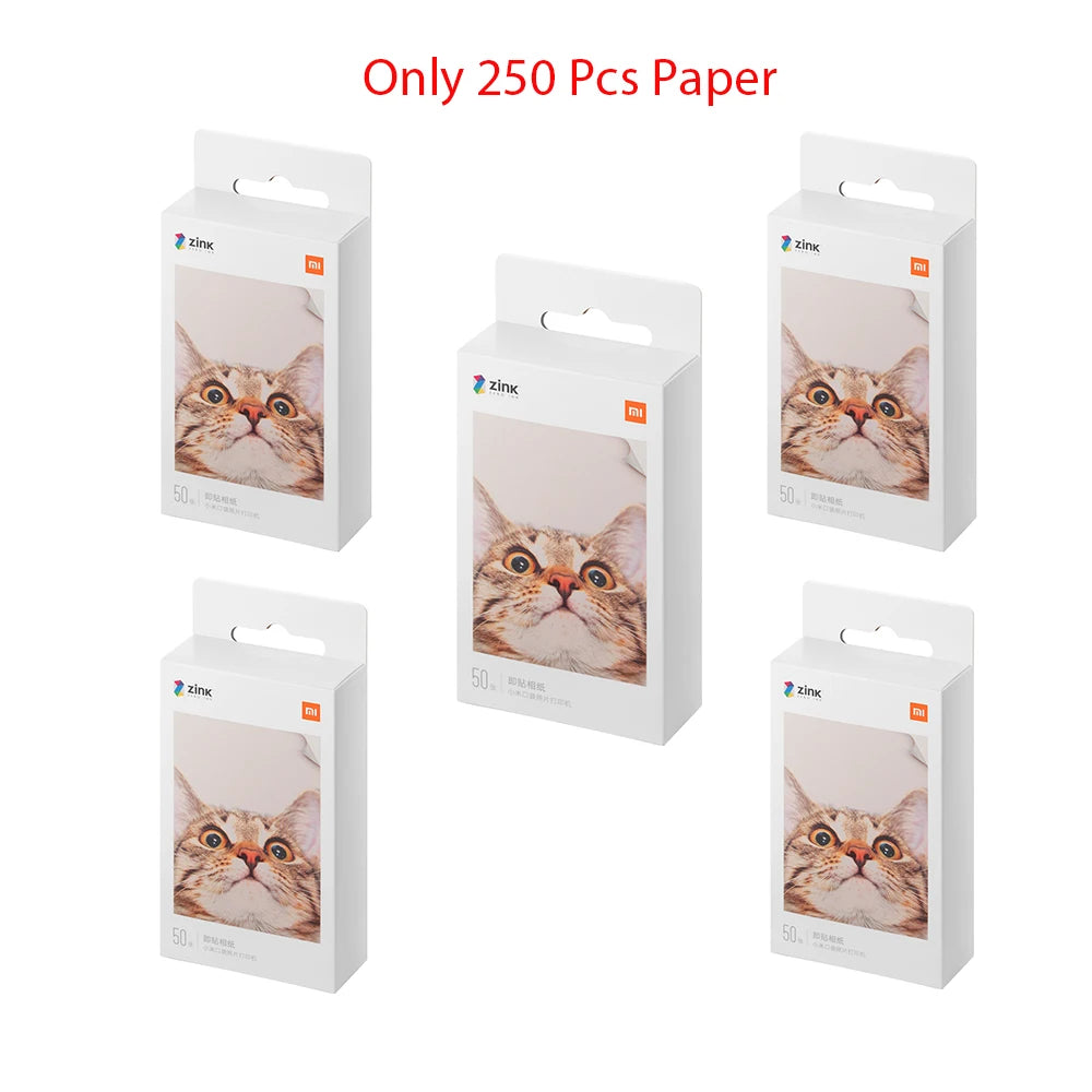 Original 100% Xiaomi ZINK Pocket Printer Paper Self-adhesive Photo Print 50pcs Sheets Xiaomi 3-inch Mini Pocket Photo Printer CN