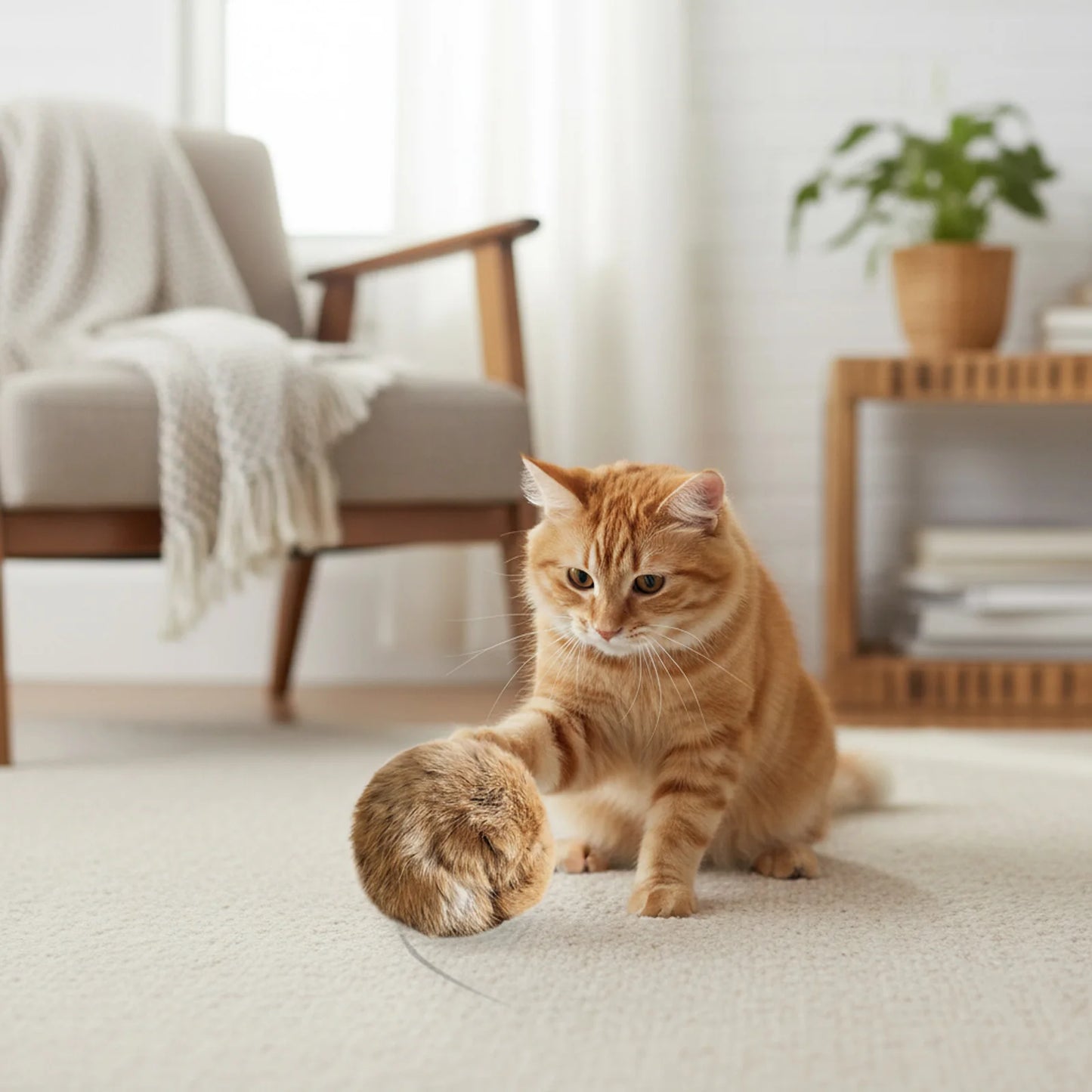1/2/3/6pcs Rabbit Fur Ball Interactive Cat Toy Pet Product Containing Catnip Toy Ball Chasing Plush Toy Ball Cat Accessories 8cm