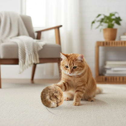 1/2/3/6pcs Rabbit Fur Ball Interactive Cat Toy Pet Product Containing Catnip Toy Ball Chasing Plush Toy Ball Cat Accessories 8cm