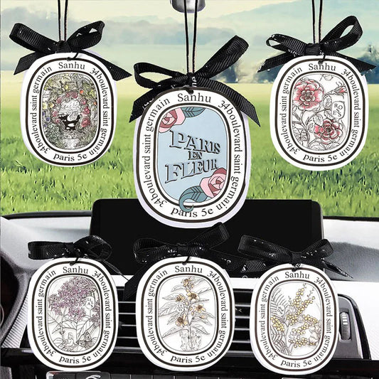 6Pcs Air Freshener Car Perfume Natural Scented Paper Auto Hanging Decoration Fragrant Tablets Aromatherapy Accessories Interior
