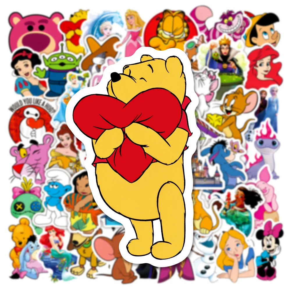 100Pcs Disney Mixed Cartoon Stickers Mickey Decals DIY Laptop Luggage Phone Motorcycle Waterproof Sticker Children Toy