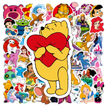 100Pcs Disney Mixed Cartoon Stickers Mickey Decals DIY Laptop Luggage Phone Motorcycle Waterproof Sticker Children Toy