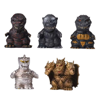 5pcs/set Mecha Godzilla Titanus Gojira King Ghidorah Finger Puppets Movie Cartoon Peripheral Action Figure Vinyl Doll Model Toy