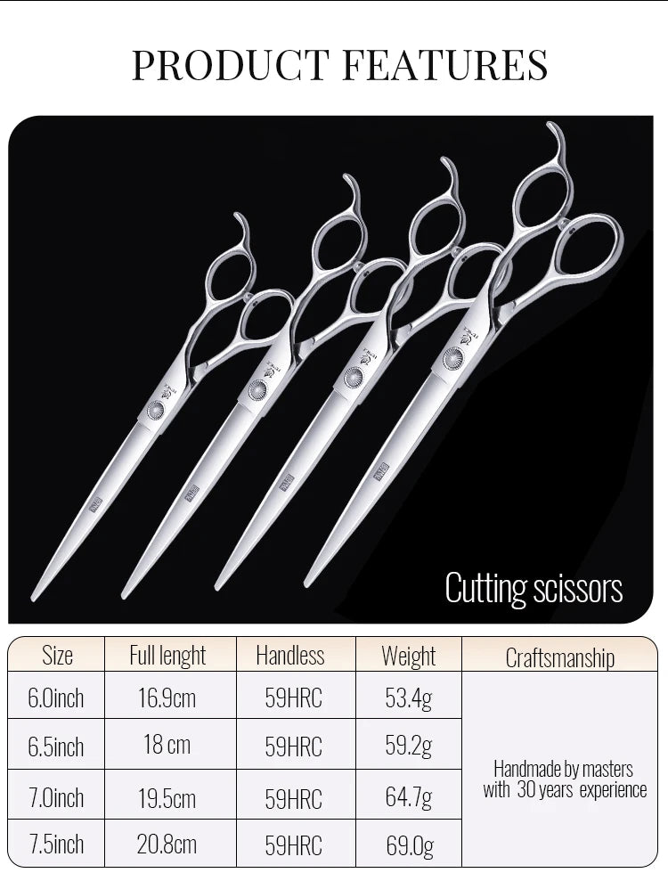 Fenice 6//6.5/7/7.5 Inch Professional Pet Dogs Grooming Scissors Set Straight&Curved &Thinner&Chunker Shear Scissors