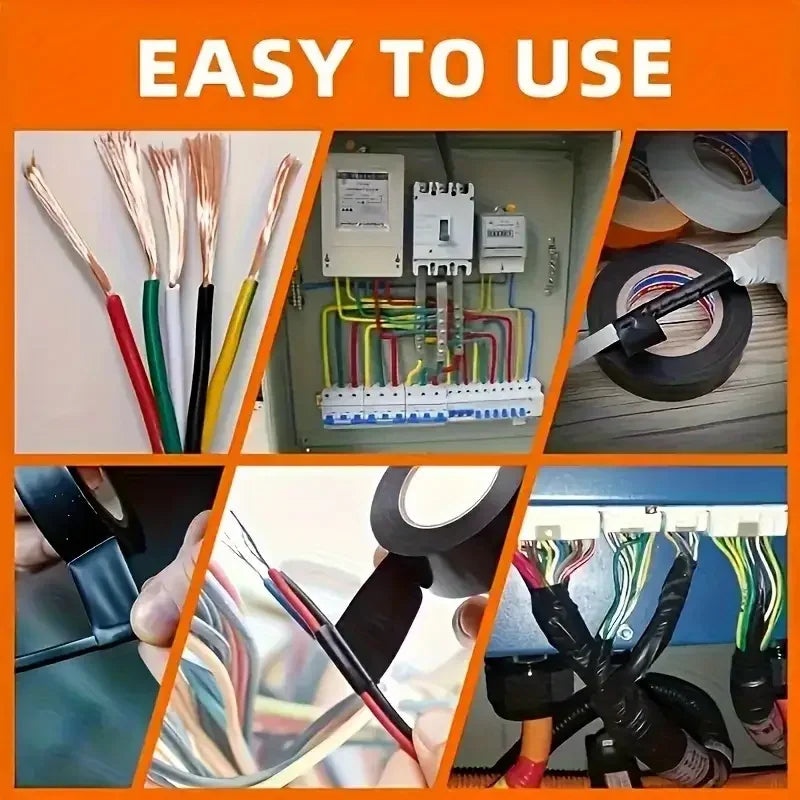 10/100M Black Flame Retardant Electrical Insulation Tape Strong Adhesive Wire Harness Tape for Electrical Wiring Waterproof Tape