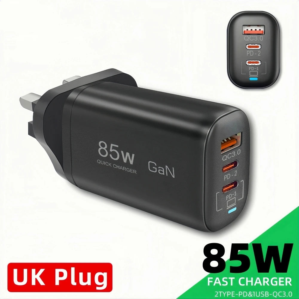 Real 85W GaN Type C Charger USB QC3.0 For Laptop Ipad PPS PD 65W Fast Charge For Samsung Xiaomi iPhone 6-16 Pro Max Mobile Phone