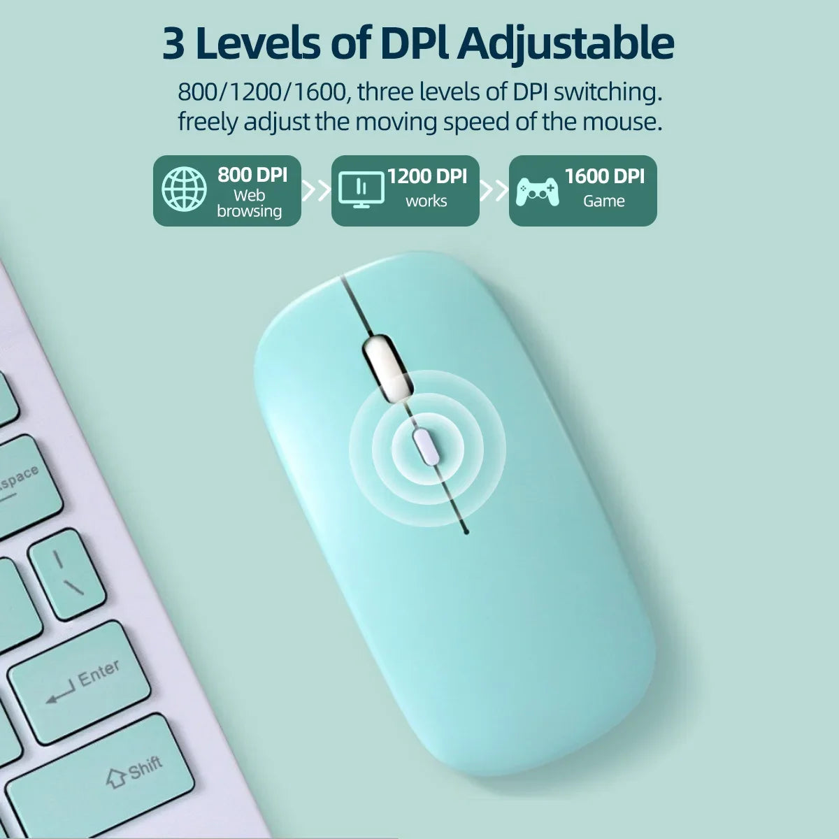 Bluetooth-compatible Mouse Wireless Mouse Silent Computer Mice Portable Working Gaming Mouse for Laptop iPad Air Pro Tablet PC