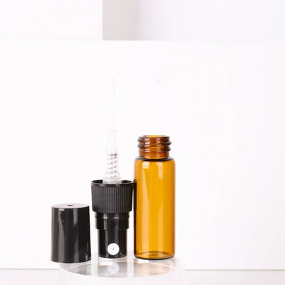 Hot sale 50/batch 3ml brown glass perfume bottle cologne essential oil ultra fine mist spray bottle mini travel essential