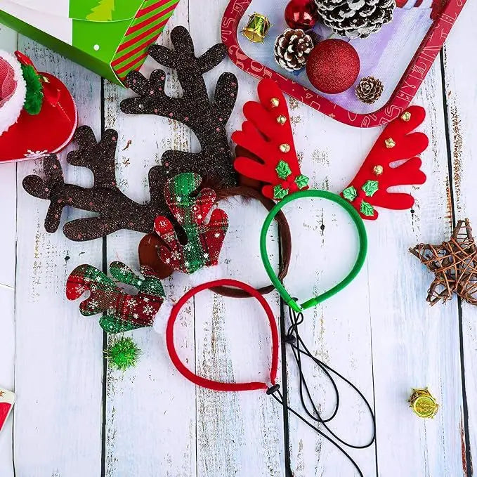 Christmas Decoration Pet Headwear Party Dress Up Antlers Hair Hoops Pet Supplies Christmas Hat Headbands Dog Elk Hair Hoops