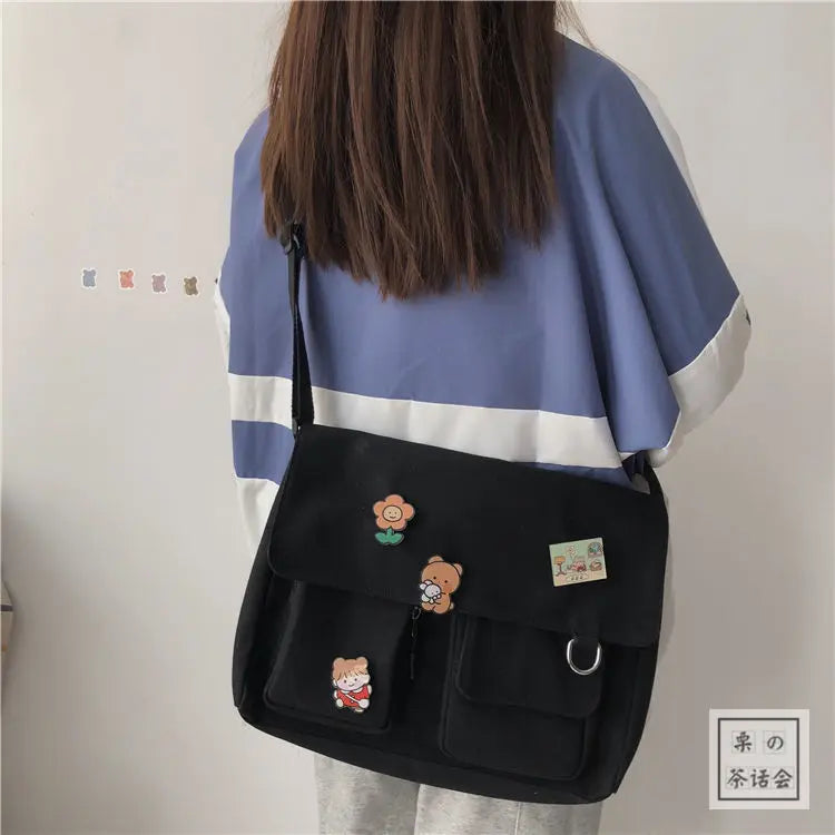 Japanese Harajuku Cute Retro Girl Messenger Shoulder Bag Canvas Student School Female