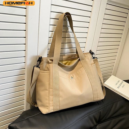 HOMEFISH Large Capacity Nylon Crossbody Bag Casual Solid Color Messenger Shoulder Bag with Removable Strap