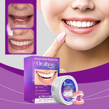 Silicone Denture Set Fit Temporary Orthodontic Teeth Dentures Fake Tooth Oral Hygiene Care Whitening Dentures Simulation Braces