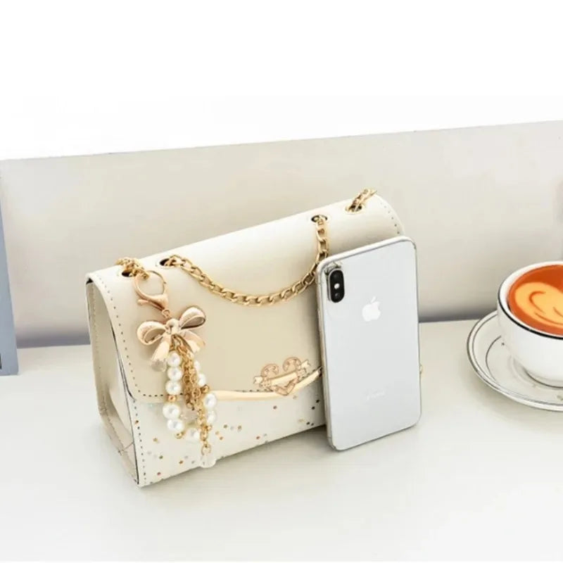 Crossbody women's bag with pendant chain Korean version ins fashion and versatile premium shoulder bag