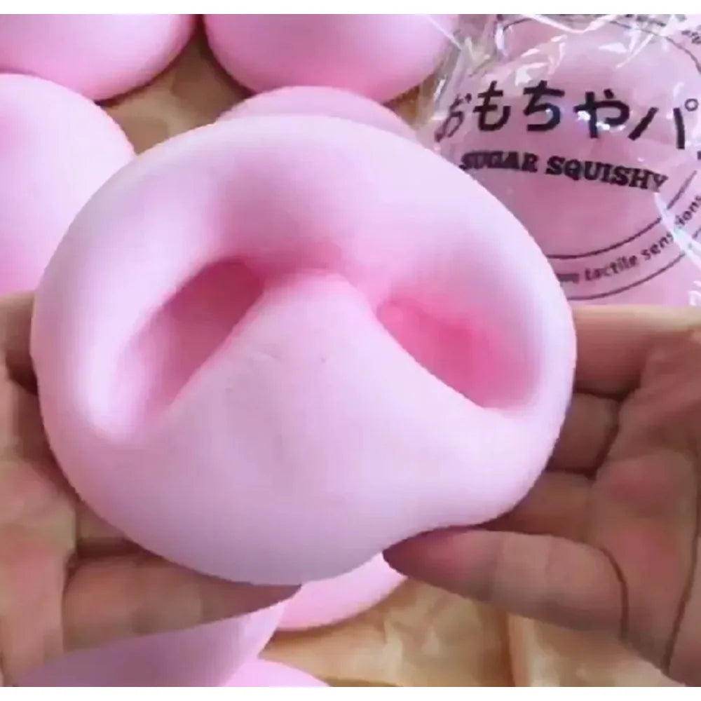 Squishy Simulated Pink Buns Squeeze Toy Soft Stress Relief Slow Rising Sensory Fidget for Anxiety ADHD Autism Gifts for Kids