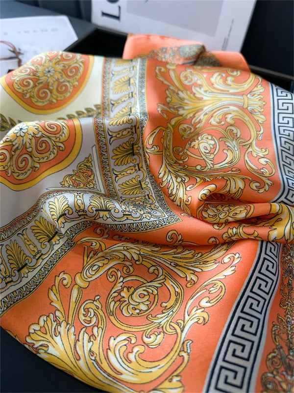 2025 New Fashion Luxury Printed Square Shawl Women 70x70cm Pashmina Silk Scarf Neck Headband Bandana