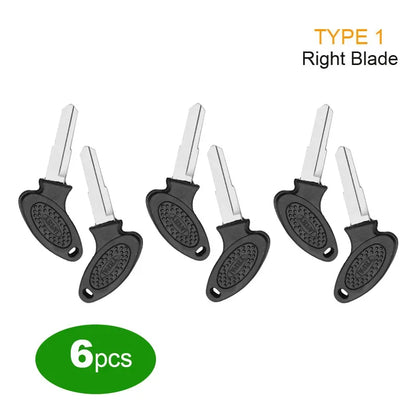 6pcs Key Blank Left Right Blade Keys for Motorcycle Scooter Moped ATV GY6 KYMCO