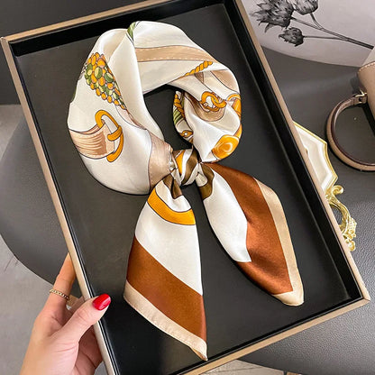 68cm Women's Simulated Silk Square Scarf Fashionable and Versatile High-end Scarfs Bag Clothing Accessories Square Scarf