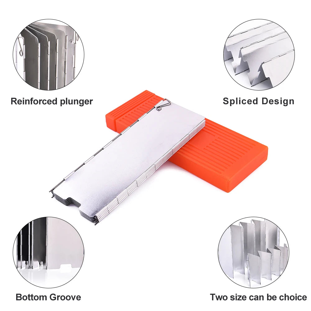 Widesea Portable Camping Wind Shield Aluminum Alloy Stainless Steel 9pcs Windproof Stove Screen with Storage Box for Outdoor Coo