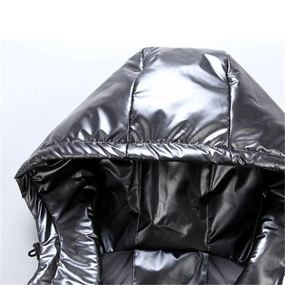 Men’s Glossy Hooded Winter Padded Vest - Waterproof Thicken Sleeveless Jacket, Casual Warm Outwear Waistcoat (Up to 4XL)