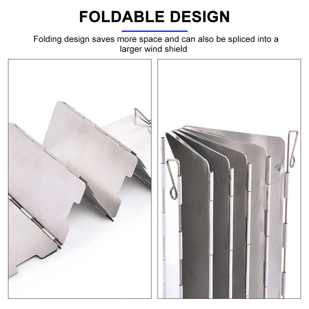 Widesea Portable Camping Wind Shield Aluminum Alloy Stainless Steel 9pcs Windproof Stove Screen with Storage Box for Outdoor Coo