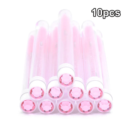 10pcs Diamond Eyelash Brushes Spoolies Reusable Lash Mascara Wands In Tubes Eye Brow Applicatos Eyelash Extension Combs Case