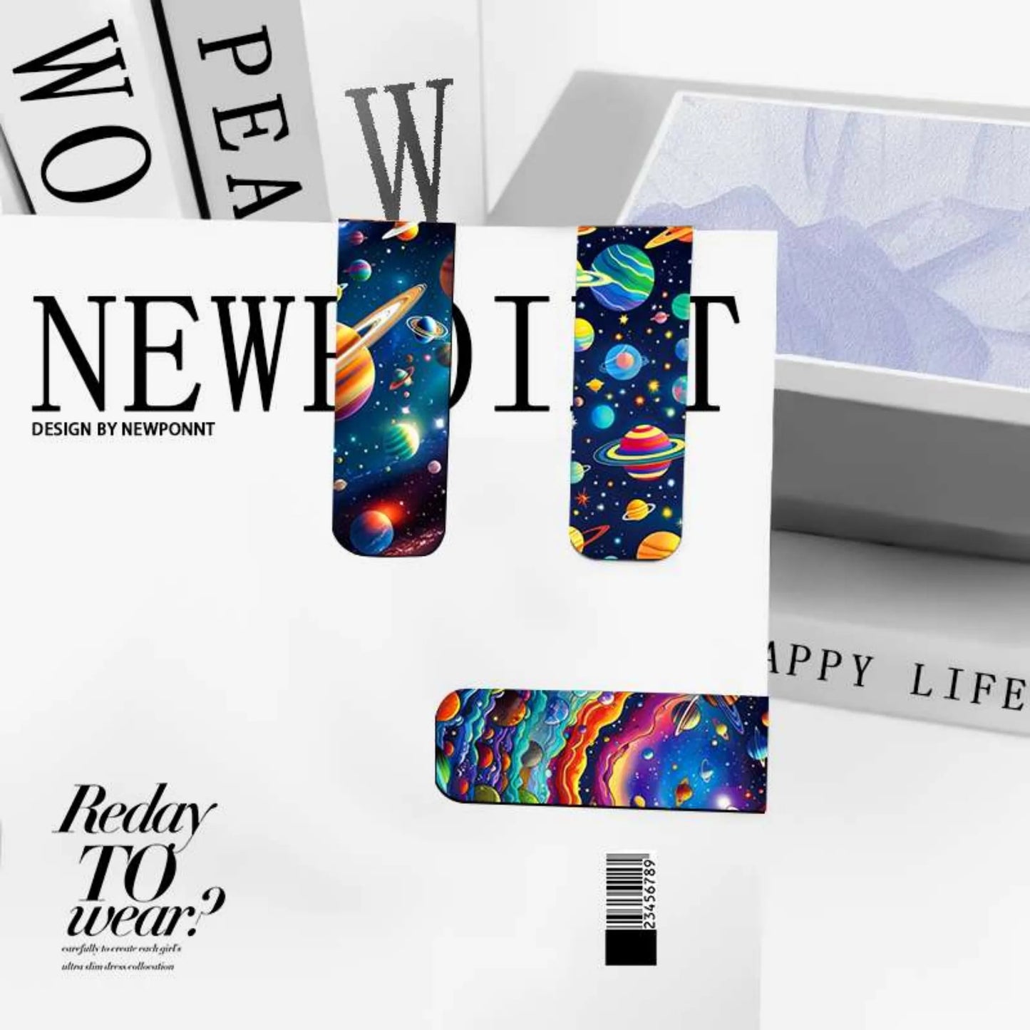 12pcs Space & Planet Themed Magnetic Bookmarks - Durable Paper Page Markers for Students, Teachers and Everyday Use